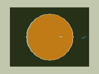 Stellar Search (TRS-80 CoCo) screenshot: Hiding the Saucer Section