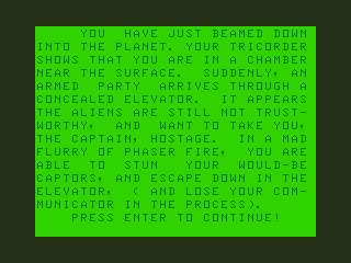 Stellar Search (TRS-80 CoCo) screenshot: Double Crossed by the Aliens Again