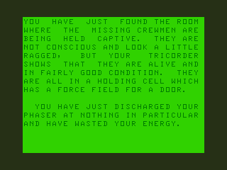 Stellar Search (TRS-80 CoCo) screenshot: I Fire at Nothing