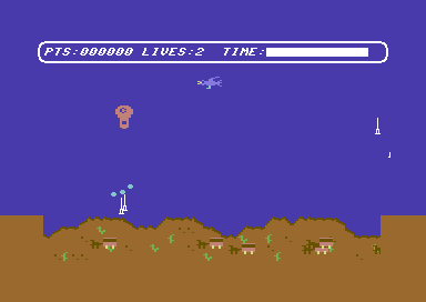Balon (Commodore 64) screenshot: Missiles launched