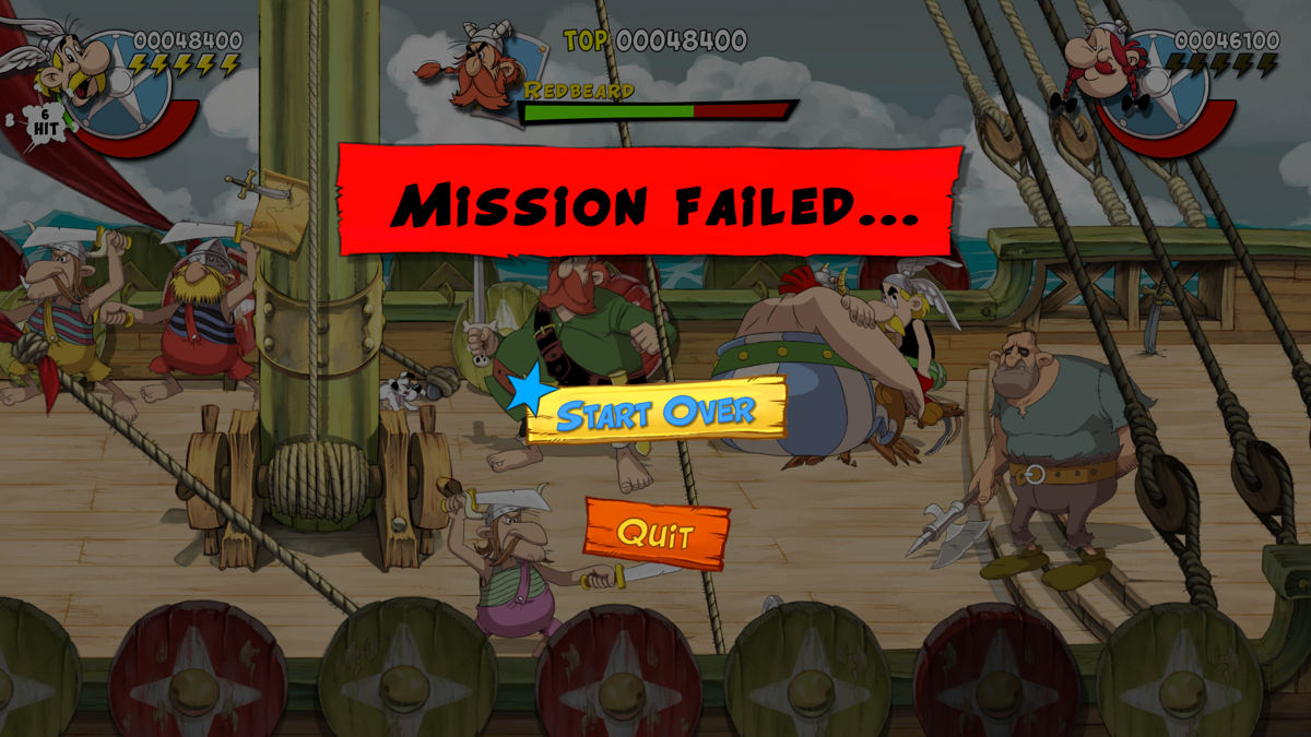 Asterix & Obelix: Slap Them All! (Windows) screenshot: Mission failed, Red Beard got us