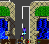 NASCAR Racers (Game Boy Color) screenshot: Racing through the streets of Europe.
