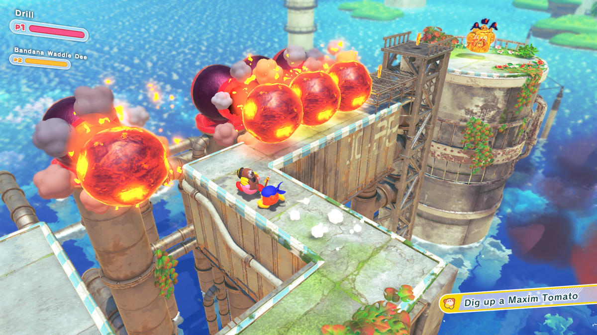 Kirby and the Forgotten Land (Nintendo Switch) screenshot: A dangerous path