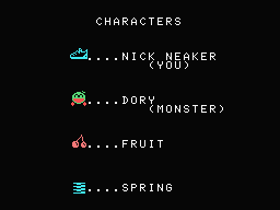 Nick Neaker (MSX) screenshot: Dramatis personae.