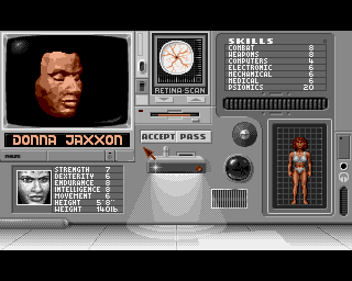 Corporation (Amiga) screenshot: Character selection.