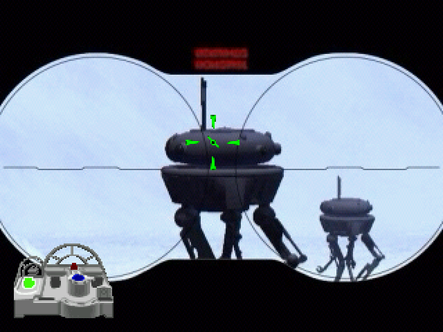 Star Wars: Millennium Falcon CD-ROM Playset (Windows) screenshot: Fighting Probe droids on the planet Hoth.