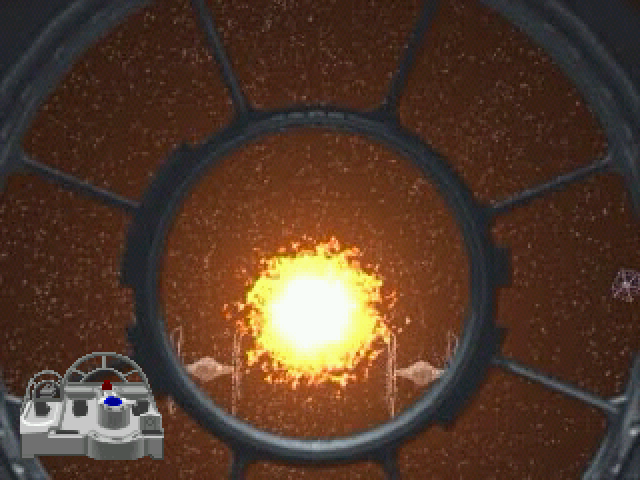 Star Wars: Millennium Falcon CD-ROM Playset (Windows) screenshot: Blowing up a TIE fighter.