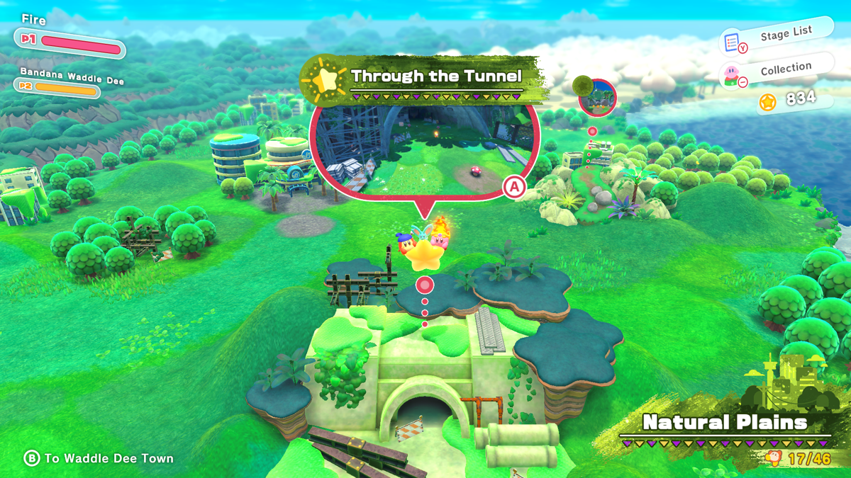 Kirby and the Forgotten Land (Nintendo Switch) screenshot: Natural Plains - the first world