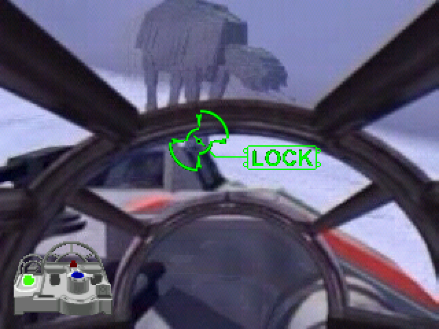 Star Wars: Millennium Falcon CD-ROM Playset (Windows) screenshot: The iconic battle vs the AT-ATs on Hoth is included.