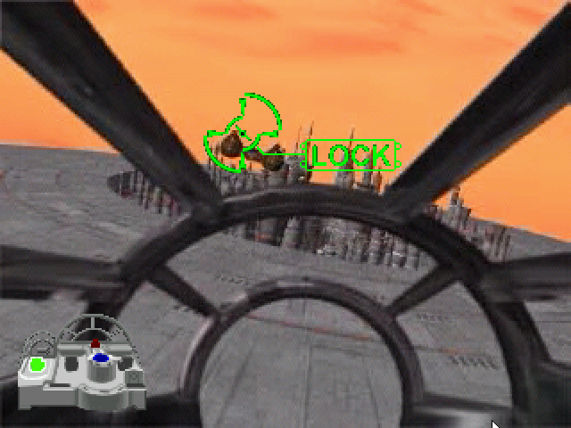Star Wars: Millennium Falcon CD-ROM Playset (Windows) screenshot: A battle above Cloud City.