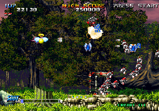 Blazing Star (Arcade) screenshot: Robots squadron