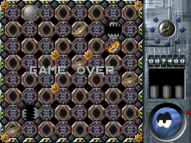 Vortiball (Windows) screenshot: Game over on level 4