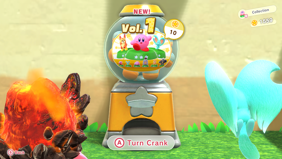 Kirby and the Forgotten Land (Nintendo Switch) screenshot: A gotcha capsule machine