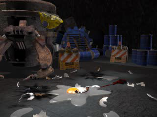 Eggs of Steel (PlayStation) screenshot: Falling off the platforms