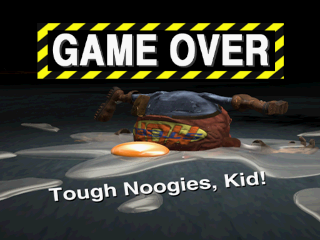 Eggs of Steel (PlayStation) screenshot: Game over