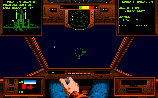 Wing Commander: The Secret Missions (DOS) screenshot: Cockpit view [Scimitar]