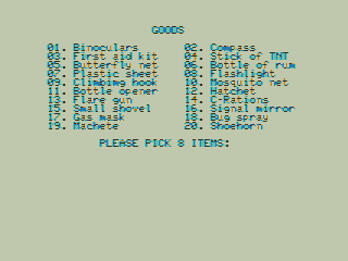 Plateau of the Past (TRS-80 CoCo) screenshot: Choosing Items