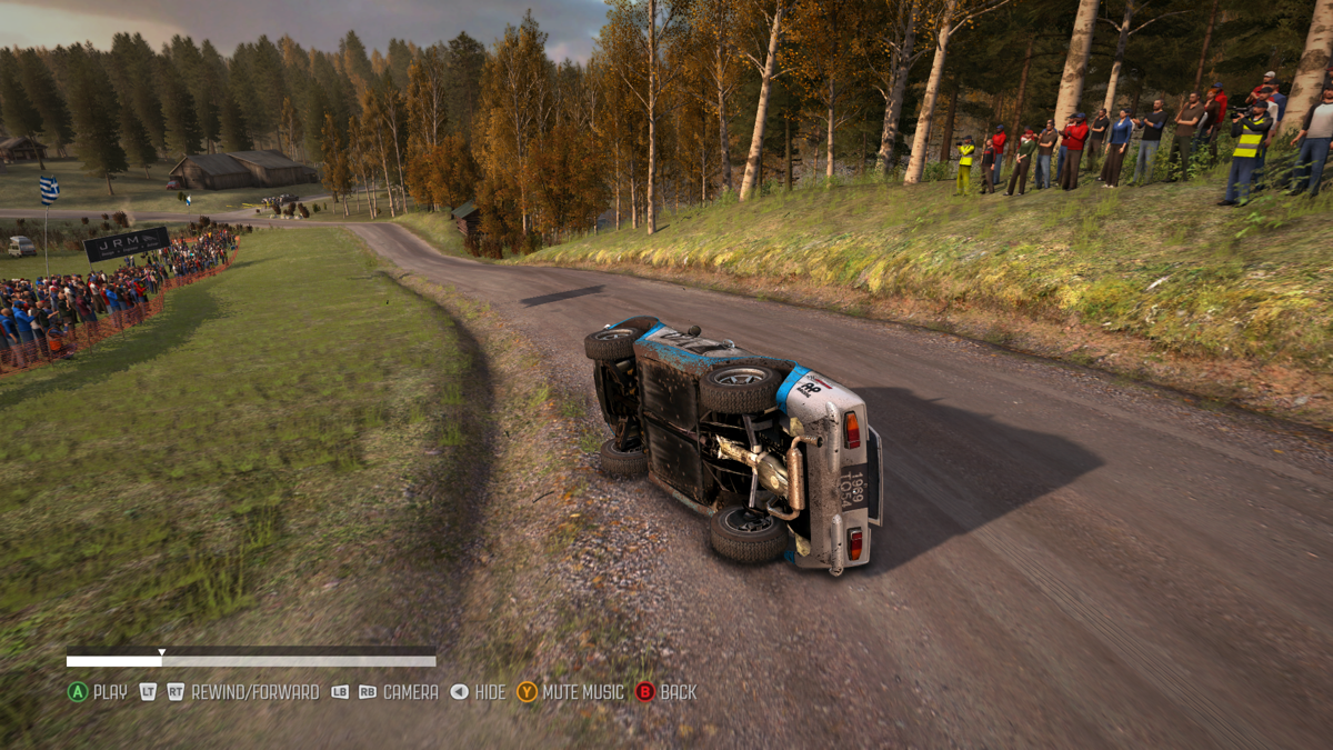 DiRT: Rally (Windows) screenshot: Crashed on a tricky section