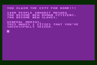 Roman Conquest (Atari 8-bit) screenshot: I Claim Masada