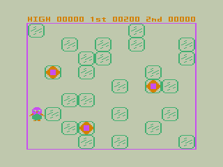 Ice Bird (TRS-80 CoCo) screenshot: Waiting for Blocks to Move