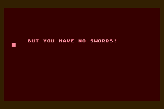 Roman Conquest (Atari 8-bit) screenshot: I Need Swords to Advance