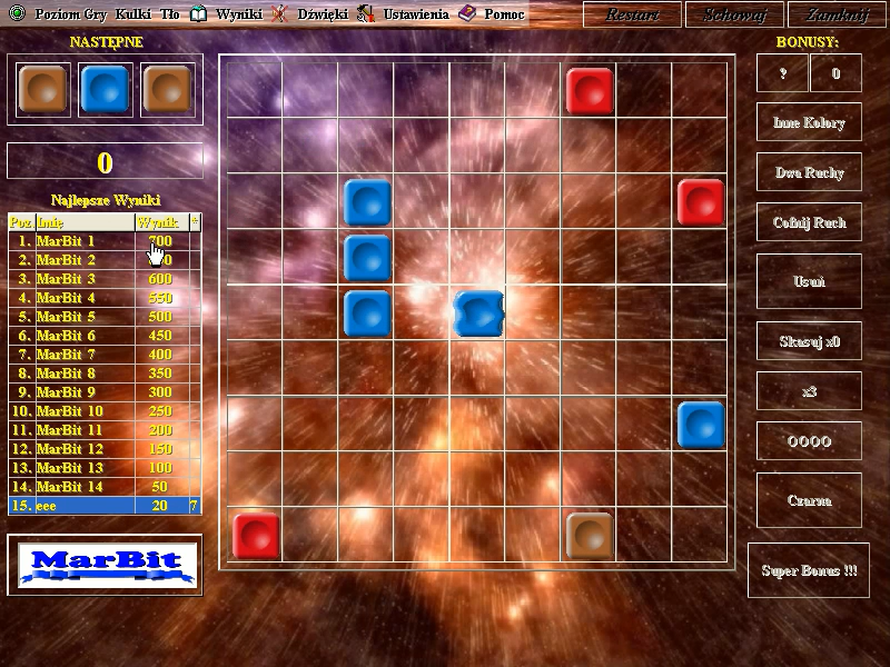 Super Balls (Windows) screenshot: Blurry element is the selected one