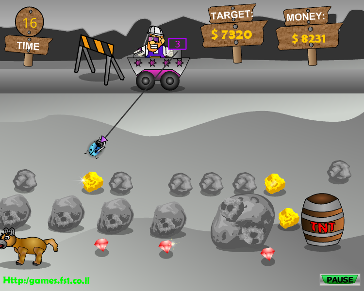 Rocks Miner 2 (Browser) screenshot: The bug will bring you a lot of money.