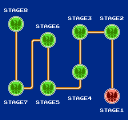 Gekitotsu Yonku Battle (NES) screenshot: Stages overview