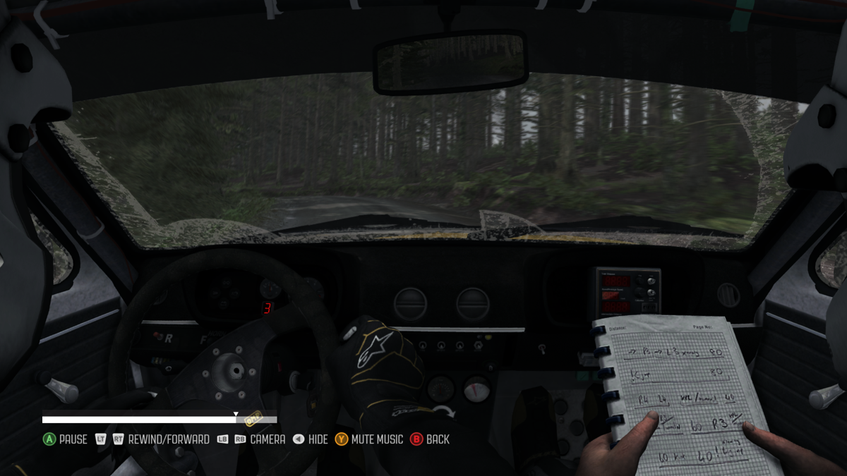 DiRT: Rally (Windows) screenshot: It is very difficult to drive with the cockpit view as the visibility is limited
