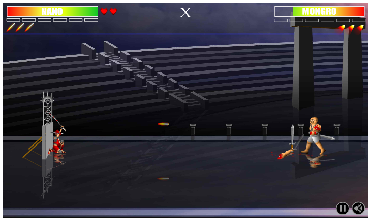 Dead Samurai (Browser) screenshot: Throwing shurikens at the enemy from afar.