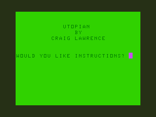 Utopian (TRS-80 CoCo) screenshot: Title Screen
