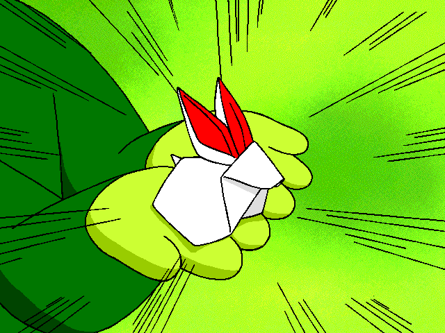 Kero Kero Keroppi to Origami no Tabibito (FM Towns) screenshot: Rabbit origami