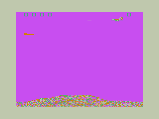 Sky-Defense (TRS-80 CoCo) screenshot: Incoming Enemy Fire