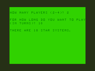 Stellar Empires (TRS-80 CoCo) screenshot: Player Setup