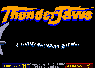 ThunderJaws (Arcade) screenshot: Title screen 2 - well, I'd call that false advertising