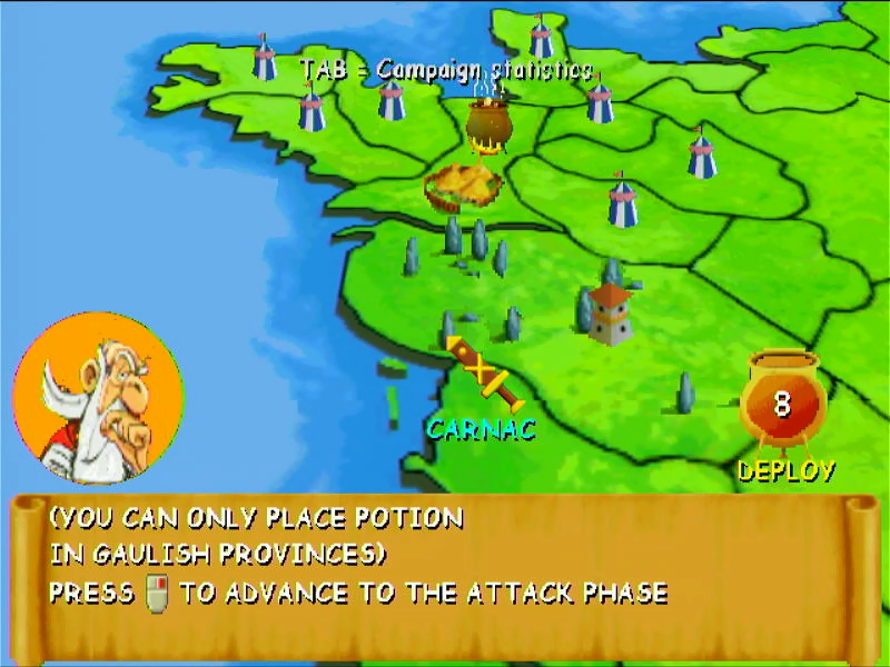 Astérix: The Gallic War (Windows) screenshot: Main board
