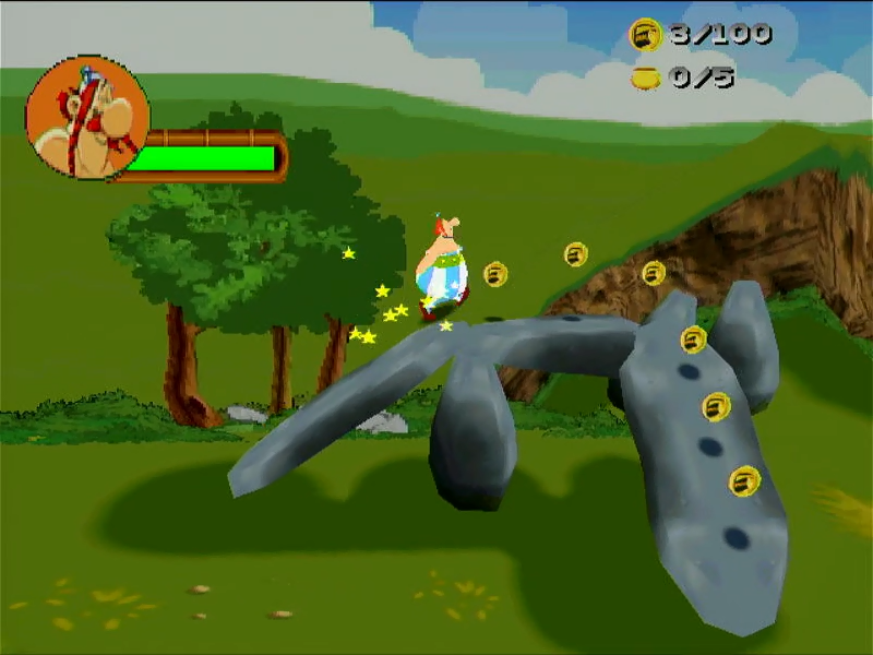 Astérix: The Gallic War (Windows) screenshot: Asterix collecting cash