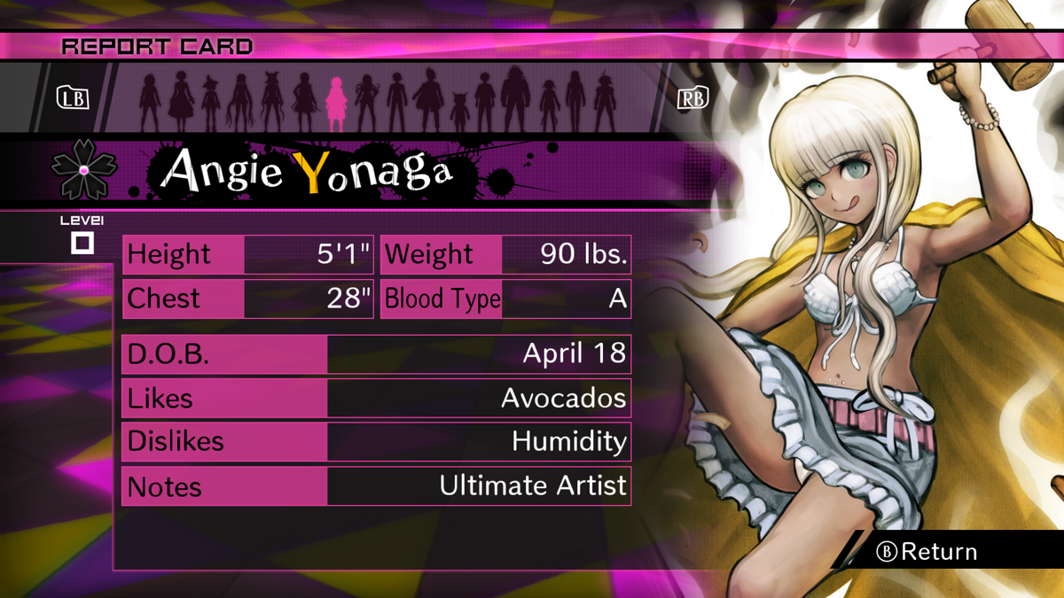 Danganronpa V3: Killing Harmony - Demo Ver. (Windows) screenshot: There are very brief info pages for each character