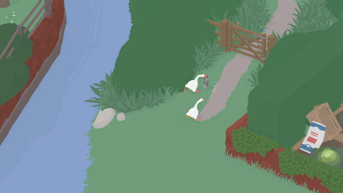 Untitled Goose Game (Windows) screenshot: The geese stole a radio