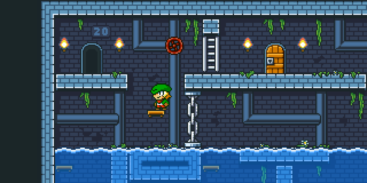 Super Dangerous Dungeons (Android) screenshot: Turn valves to lower the water - temporarily