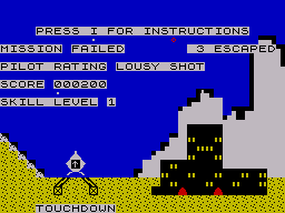 Space Mission (ZX Spectrum) screenshot: Mission failed.