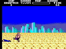 Black Belt (SEGA Master System) screenshot: His belly absorbs my punches! (Japanese version)
