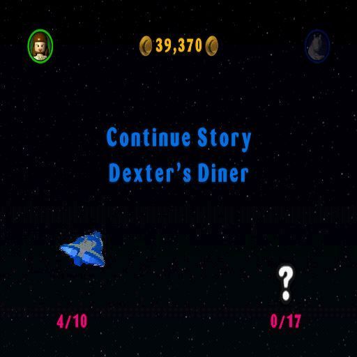 LEGO Star Wars: The Video Game (PlayStation 2) screenshot: At the end of a chapter the player has the option to continue or quit