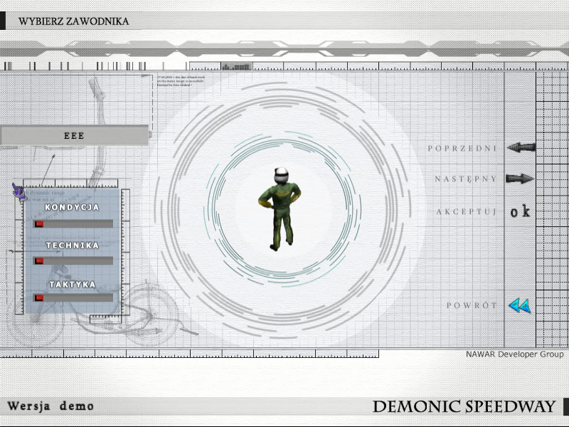 Demonic Speedway (Windows) screenshot: Choose player