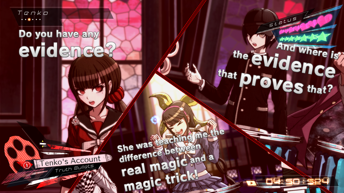 Danganronpa V3: Killing Harmony - Demo Ver. (Windows) screenshot: New mechanic: three people are speaking at the same time. What a mess!