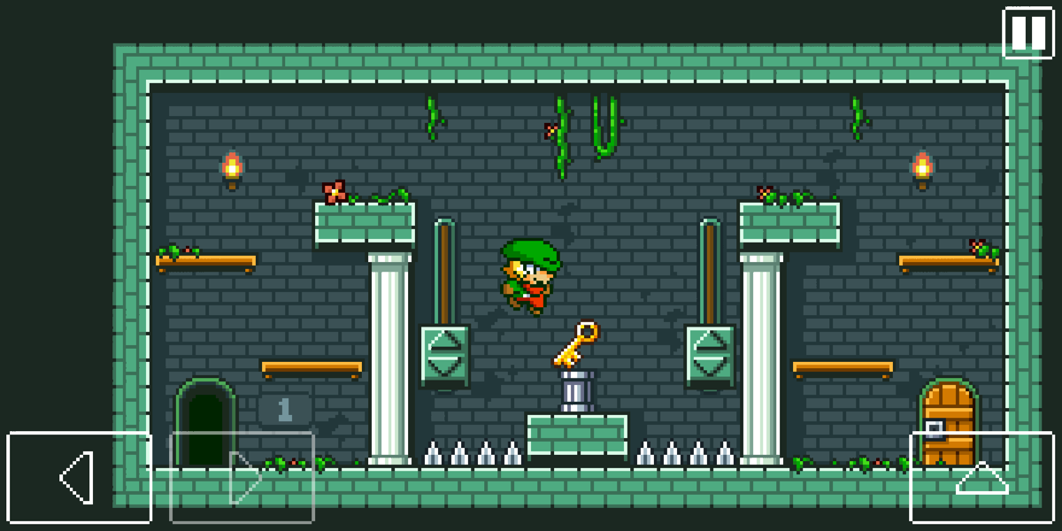 Super Dangerous Dungeons (Android) screenshot: Grab the key and then get to the exit door