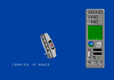 Operation Harrier (Atari ST) screenshot: Start of the first mission, your carrier can be seen below you.