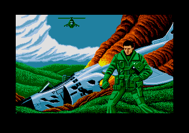 Operation Harrier (Atari ST) screenshot: Game Over screen 1! At least the picture is really pretty!