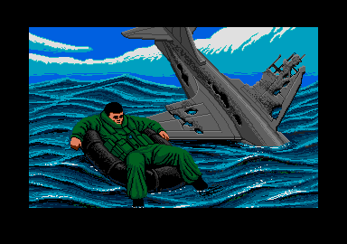 Operation Harrier (Atari ST) screenshot: Game Over screen 2! At least the picture is really pretty!