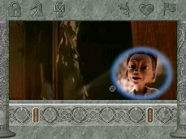 The Adventures of Pinocchio (Windows 16-bit) screenshot: ...the game shows clips from the movie including some commentary by Pinocchio